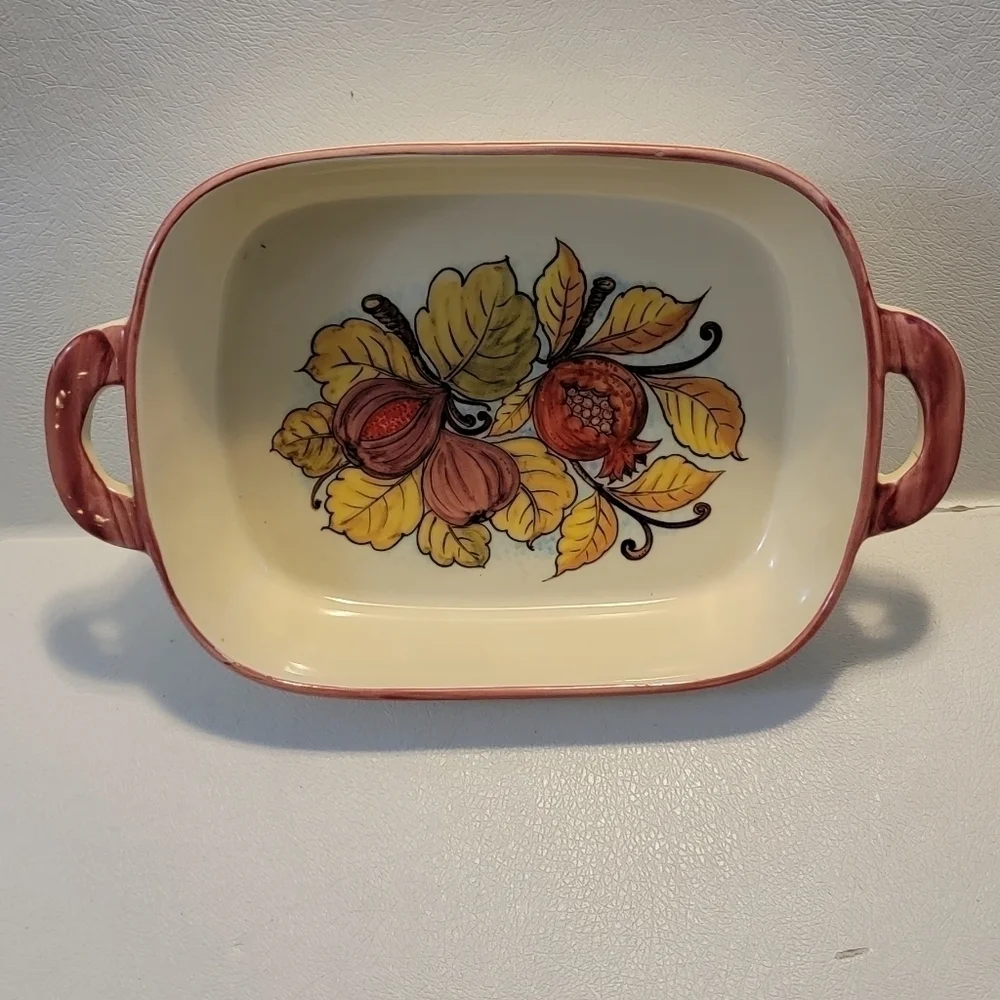 Sur La Table Beige Dishwasher Safe Fall Floral Casserole Serving Plate